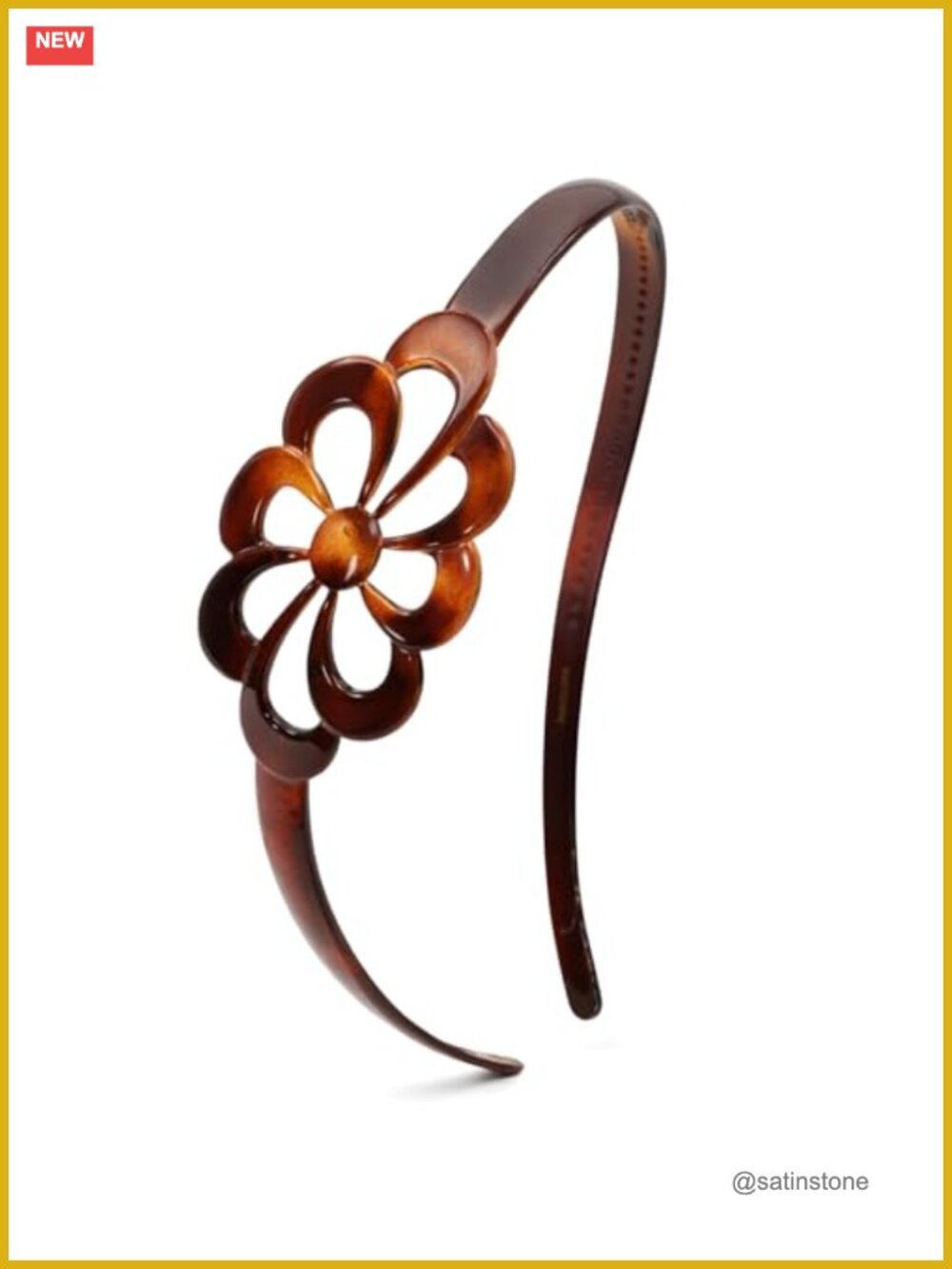 Wide Flower Tortoise Shell Headband French Style Hair Accessory